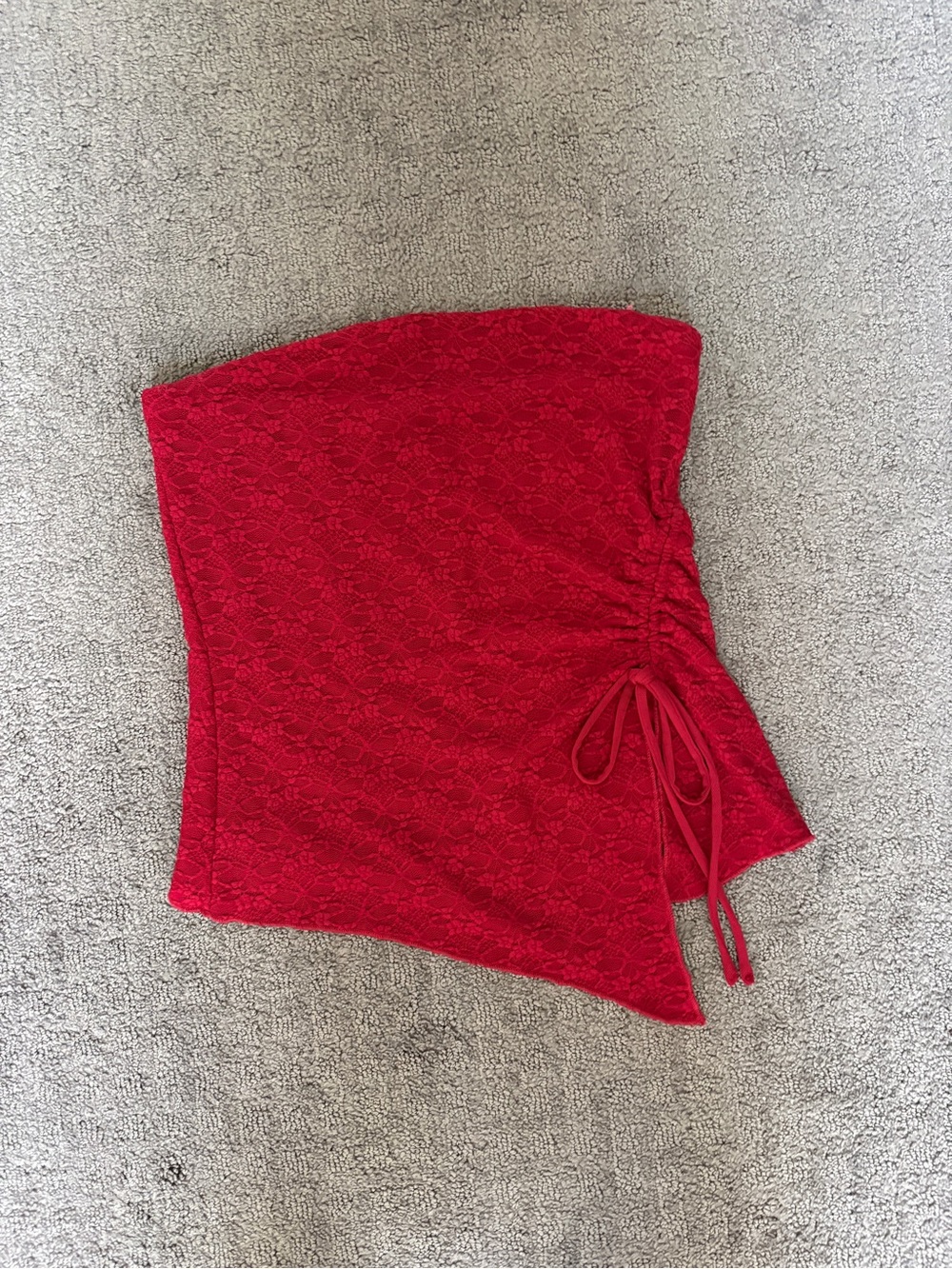 Garage Red Lace Trim Strapless Top